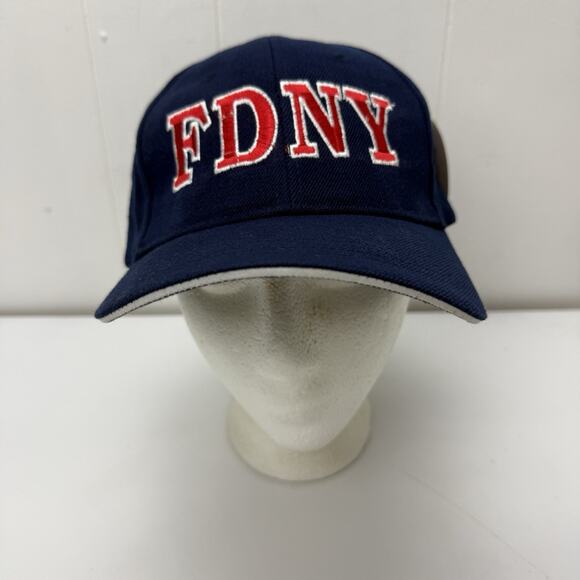 FDNY Hat Cap Blue Red NY Fire Dept Strapback Adjustable Embroidered Wool NWT - Picture 2 of 12